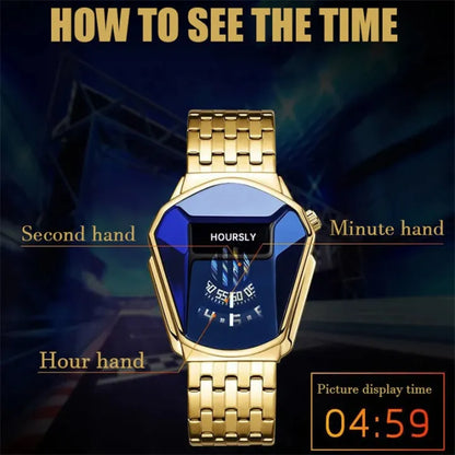 HOURSLY Luxury Trend Cool Men's Wrist Watch Stainless Steel