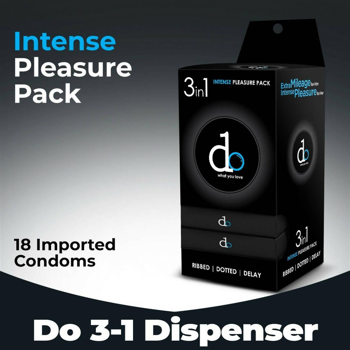 DO Black 3in1 Condom Pack Ribbed, Dotted, Delay