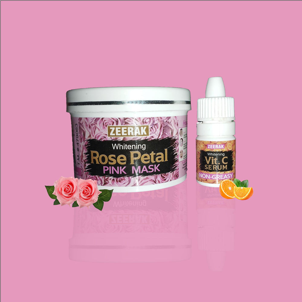 ZEERAK Whitening Rose Petal Pink Mask & Vit.C Serum